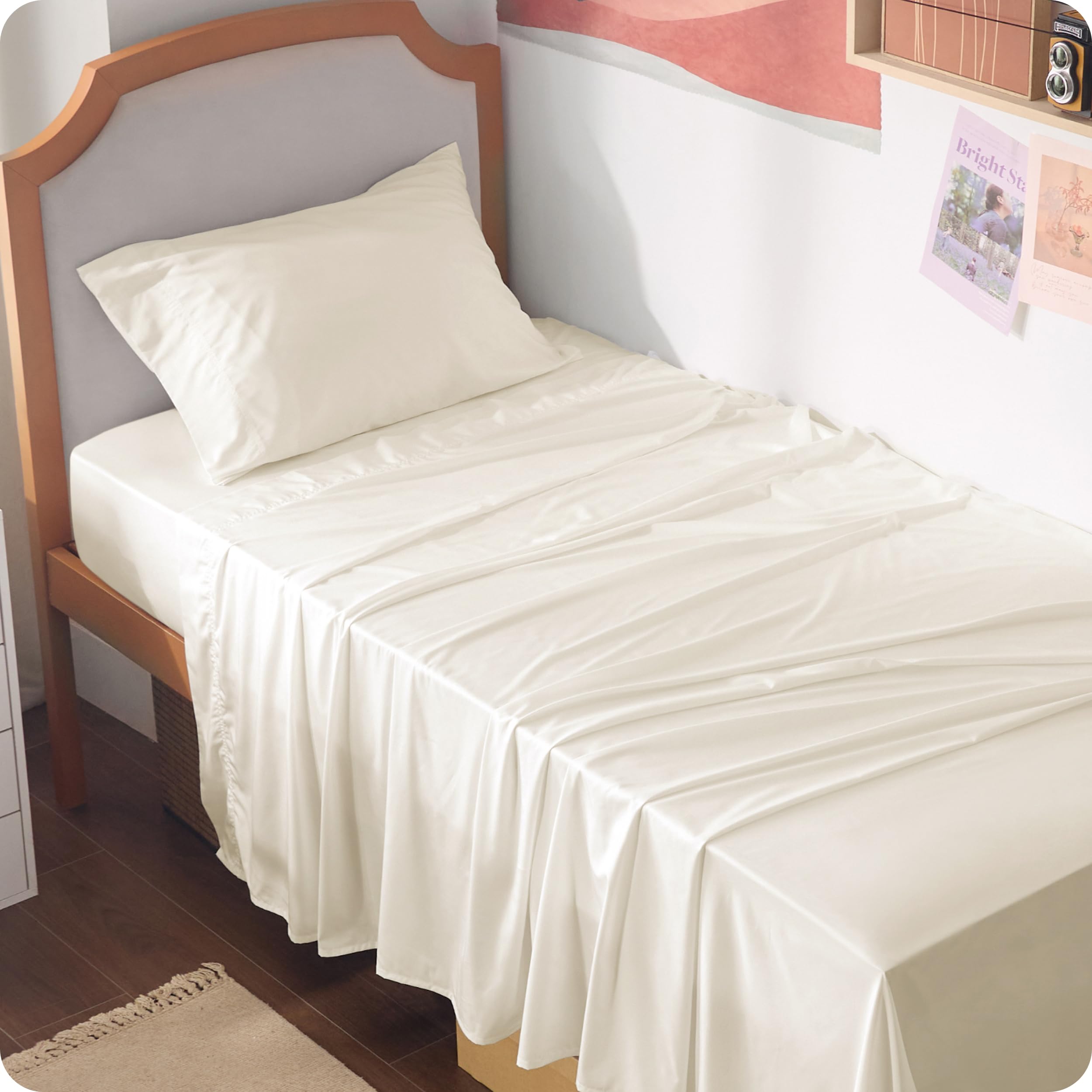 Bedsure PureWoven 100% Rayon Derived from Bamboo, Twin XL Sheets, 3 Pieces