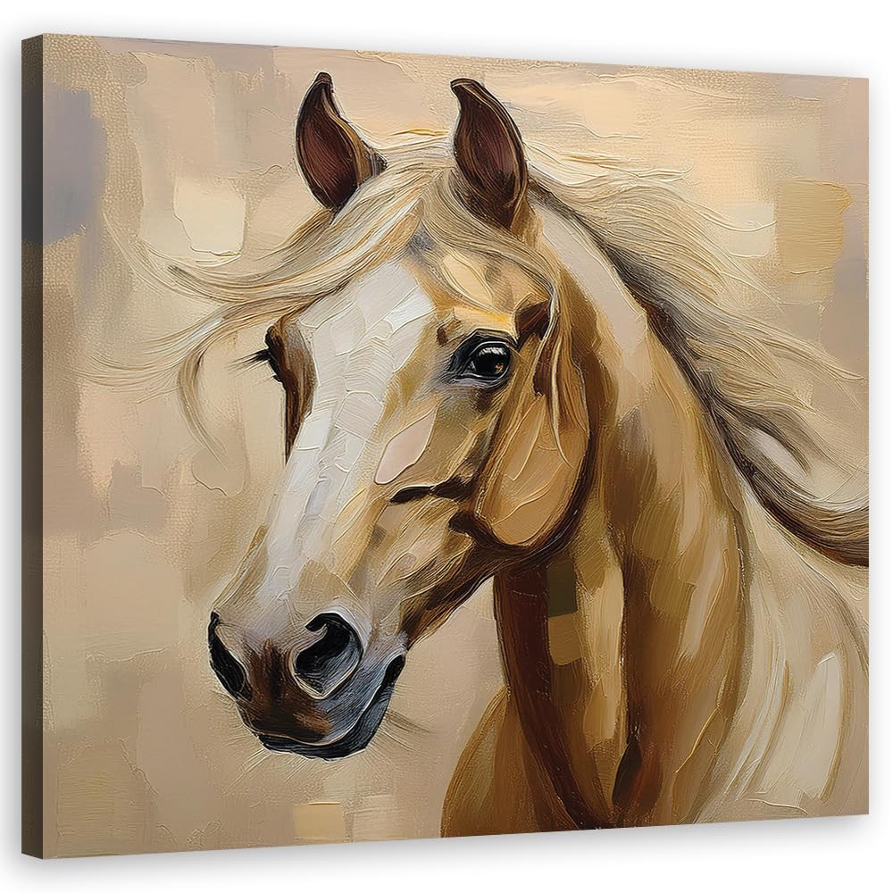 Feeby Lienzos decorativos - cuadros decoracion salon modernos - cuadro lienzo - 50x50 cm - lienzo grande - Animales pintados Caballo- cuadros decoracion salon