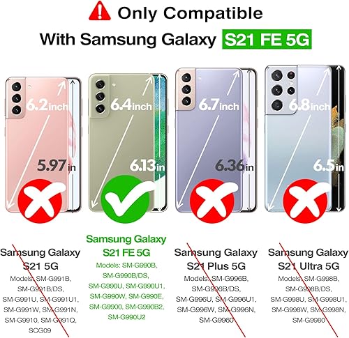 Miniatura 7 de Rayboen Funda para Samsung Galaxy S21 FE 5G con purpurina, a prueba de golpes, funda protectora para Galaxy S21 FE, bonita funda brillante brillante