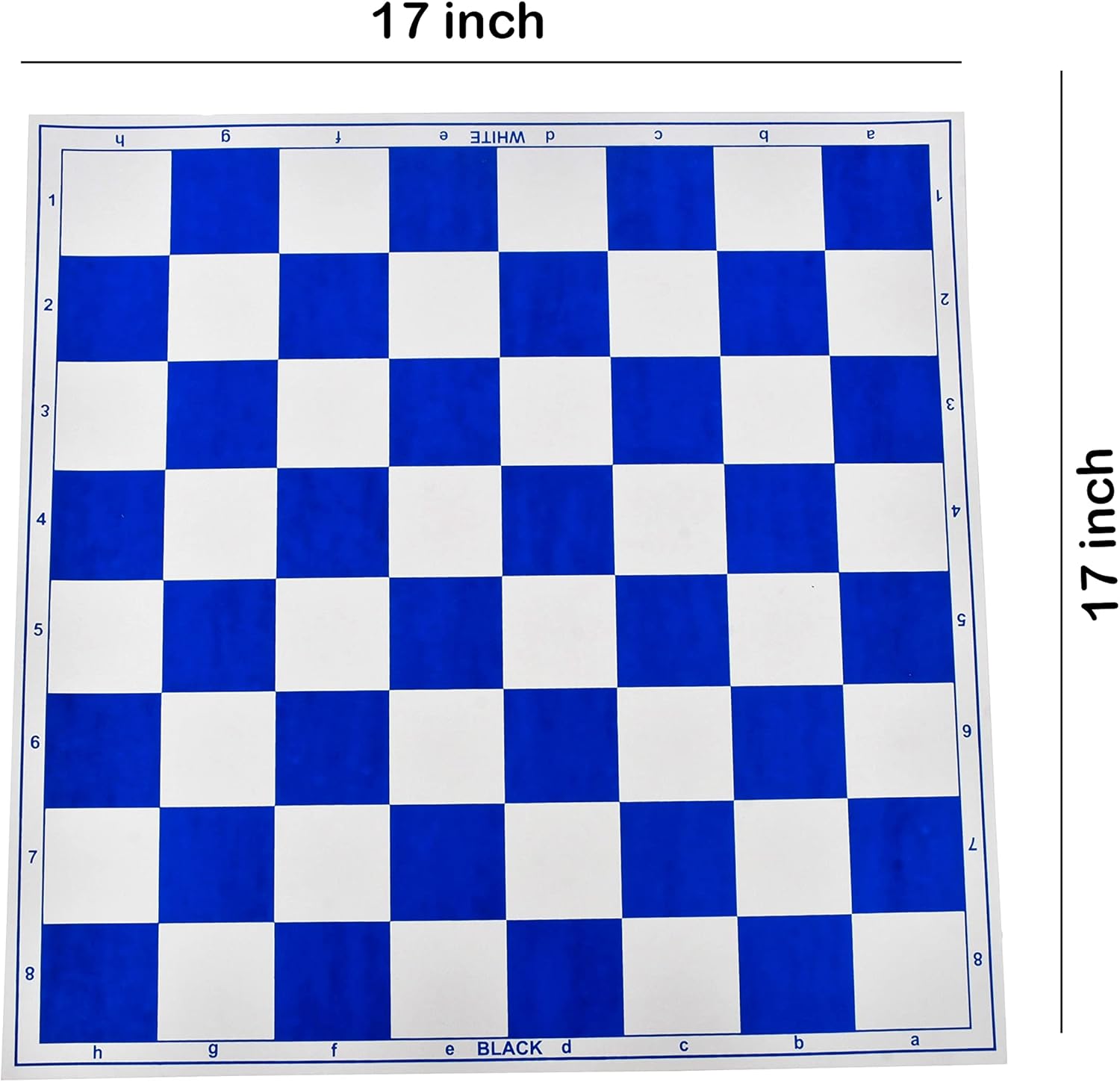 17''Inches Tournament Vinyl Foldable Chess Set (Fide Standards) with 2 Extra Queens + Carry Pouch - for Professional Chess Players (Blue)