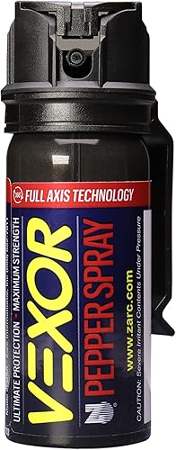 Zarc - Gas pimienta Vexor con clip para cinturón para defensa personal con máxima fuerza policial rango de 20 pies capacidad de eje completo 360