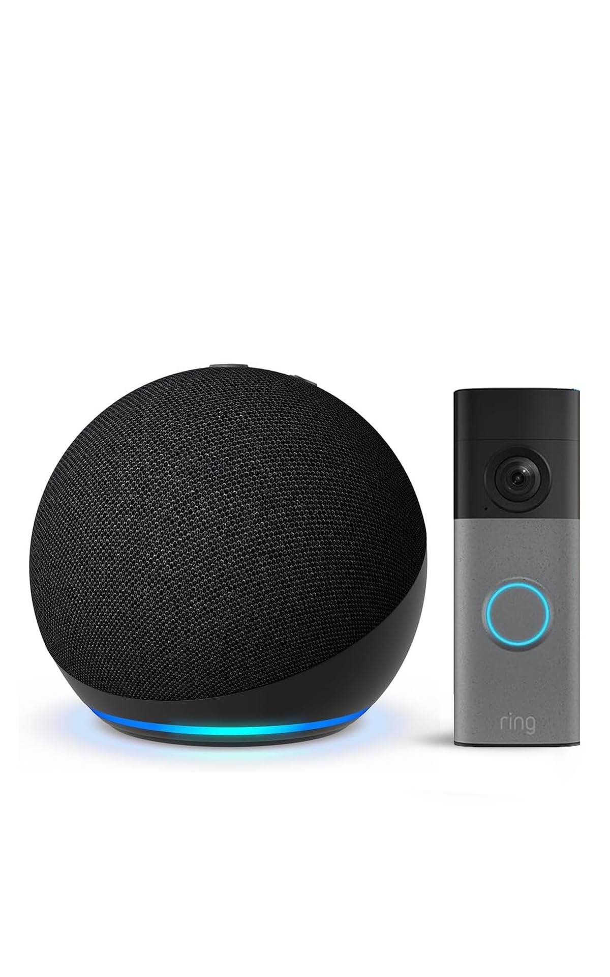 Echo Dot (Última generación), Antracita + Ring Videotimbre con batería (Battery Video Doorbell) (última gen.), Gris moteado