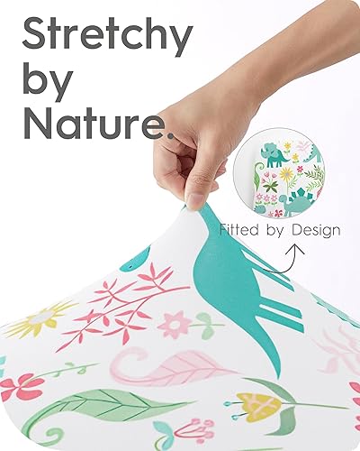 Miniatura 3 de Sábanas de dinosaurio para cuna para niños, sábana bajera ajustable de cuna suave de alta calidad, sábanas de bebé ultra transpirables, sábanas