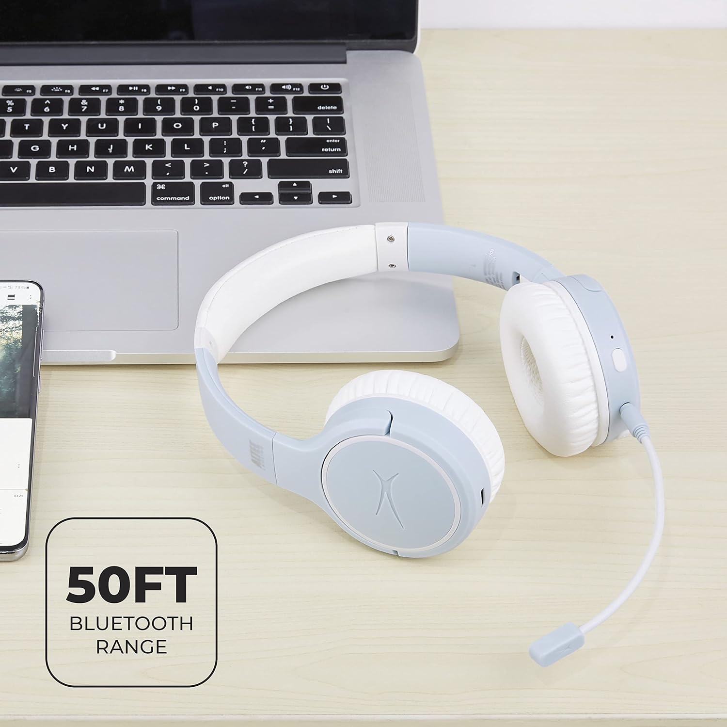 Altec Lansing Nanophones ANC headphones with USB-C charging port highlighted