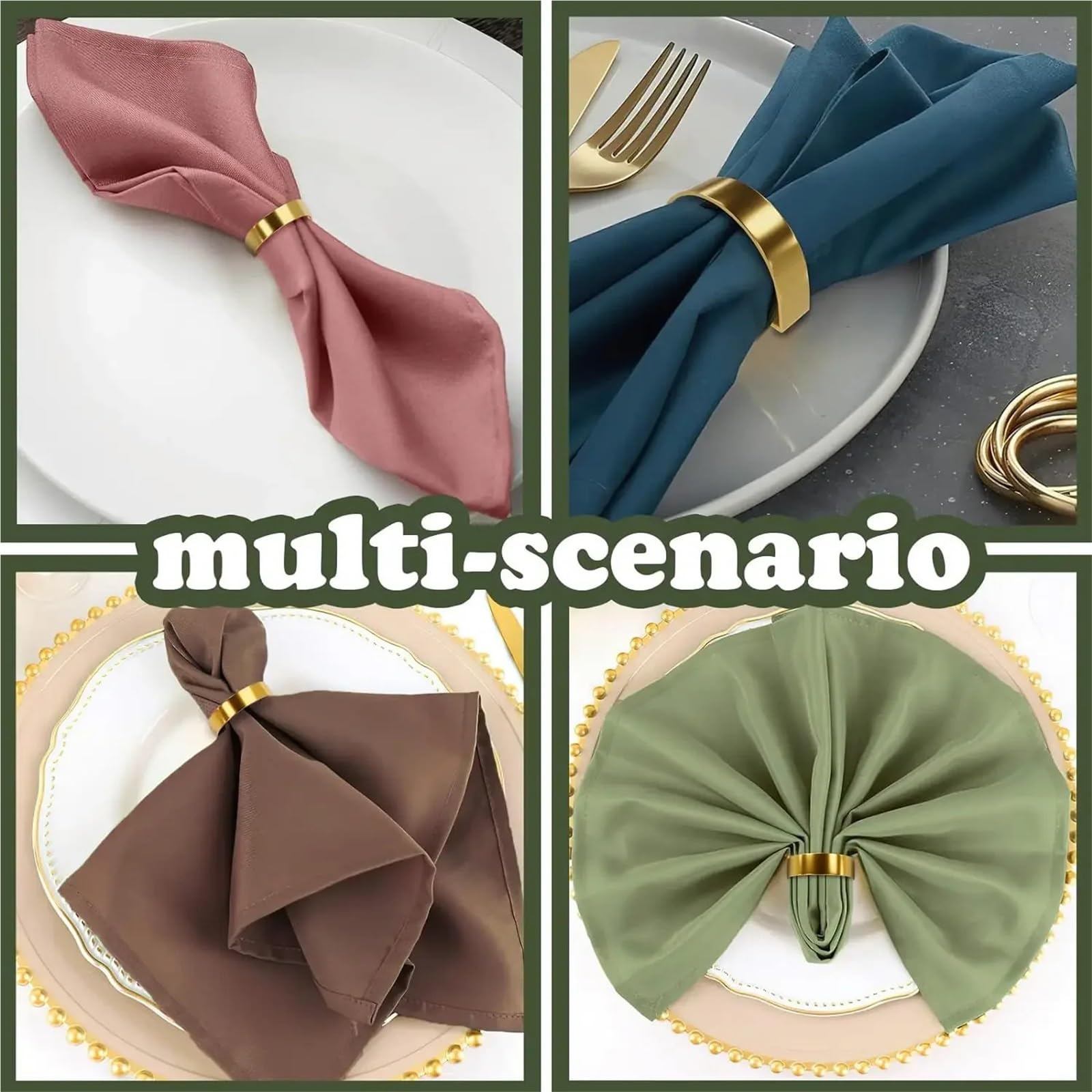 Portatovaglioli decorativi da tavola, Portatovaglioli 24 pezzi in oro Tavolo for banchetti nuziali Fibbie for tovaglioli