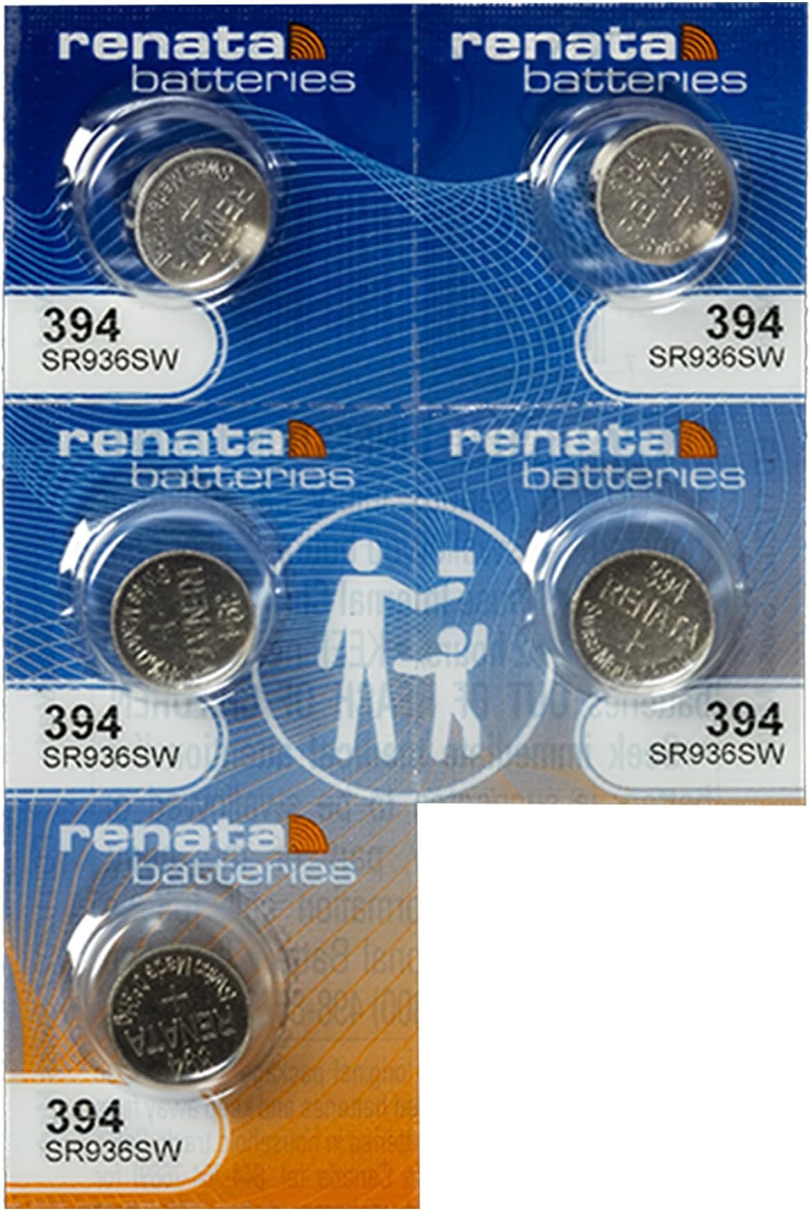 Renata SR936SW 394 Zero Mercury Electronic Oxide Batteries (Silver,5)