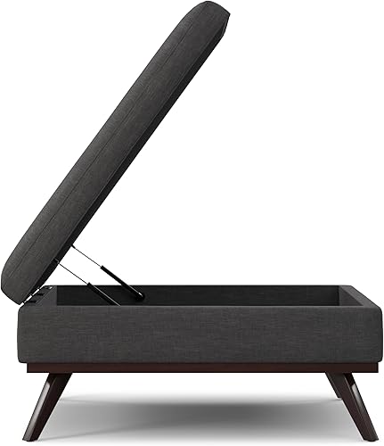 Miniatura 368 de SIMPLIHOME Owen - Bandeja rectangular moderna de mediados de siglo de 34 pulgadas de ancho, otomana pequeña para almacenamiento de mesa auxiliar, en