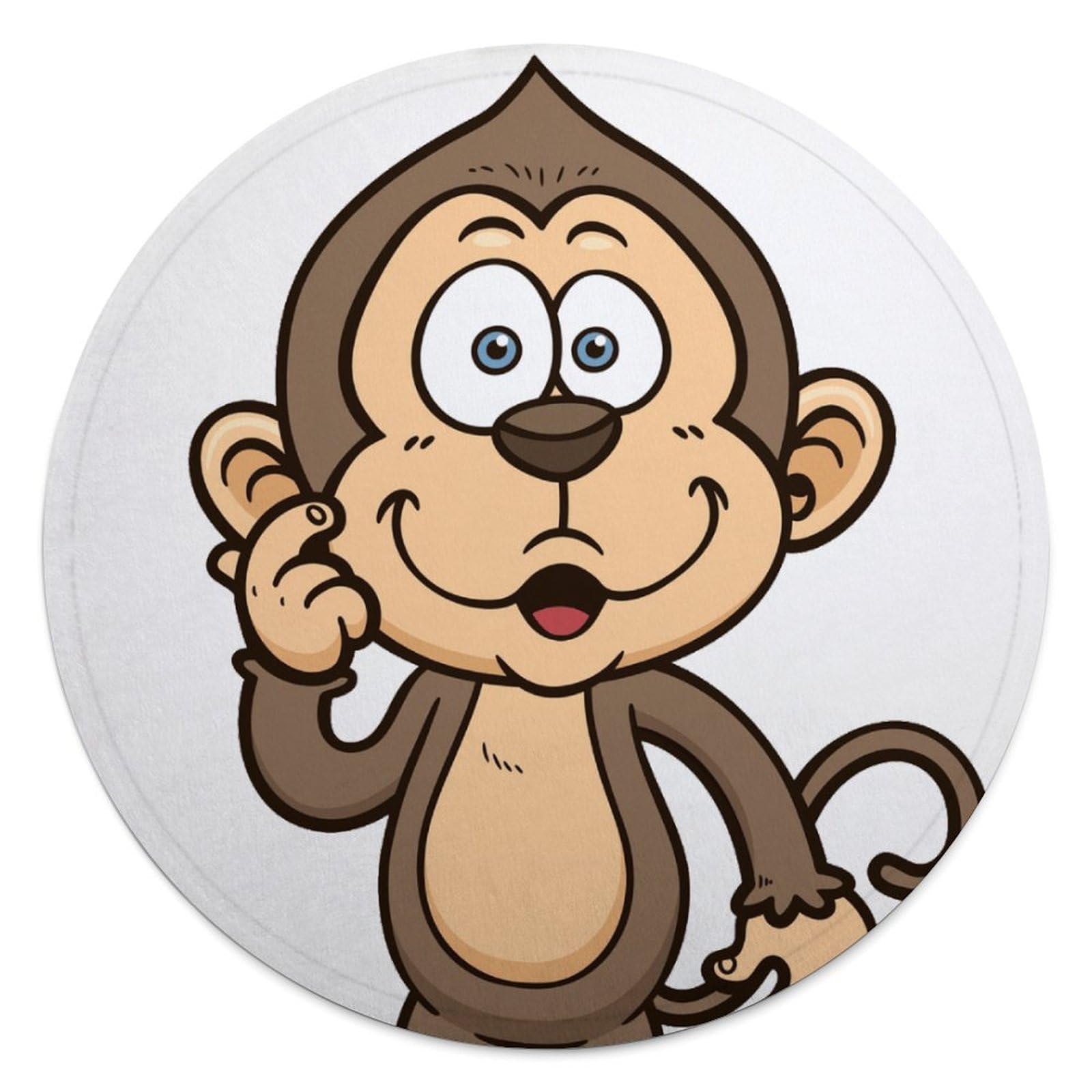 FekiLoot Monkey Round Flannel Throw Blanket, 59.1 Inch Diameter Single Sided Printed Fleece Blanket, Multipurpose Foldable Decor Cover for Couch Office Camping Home Furnishing