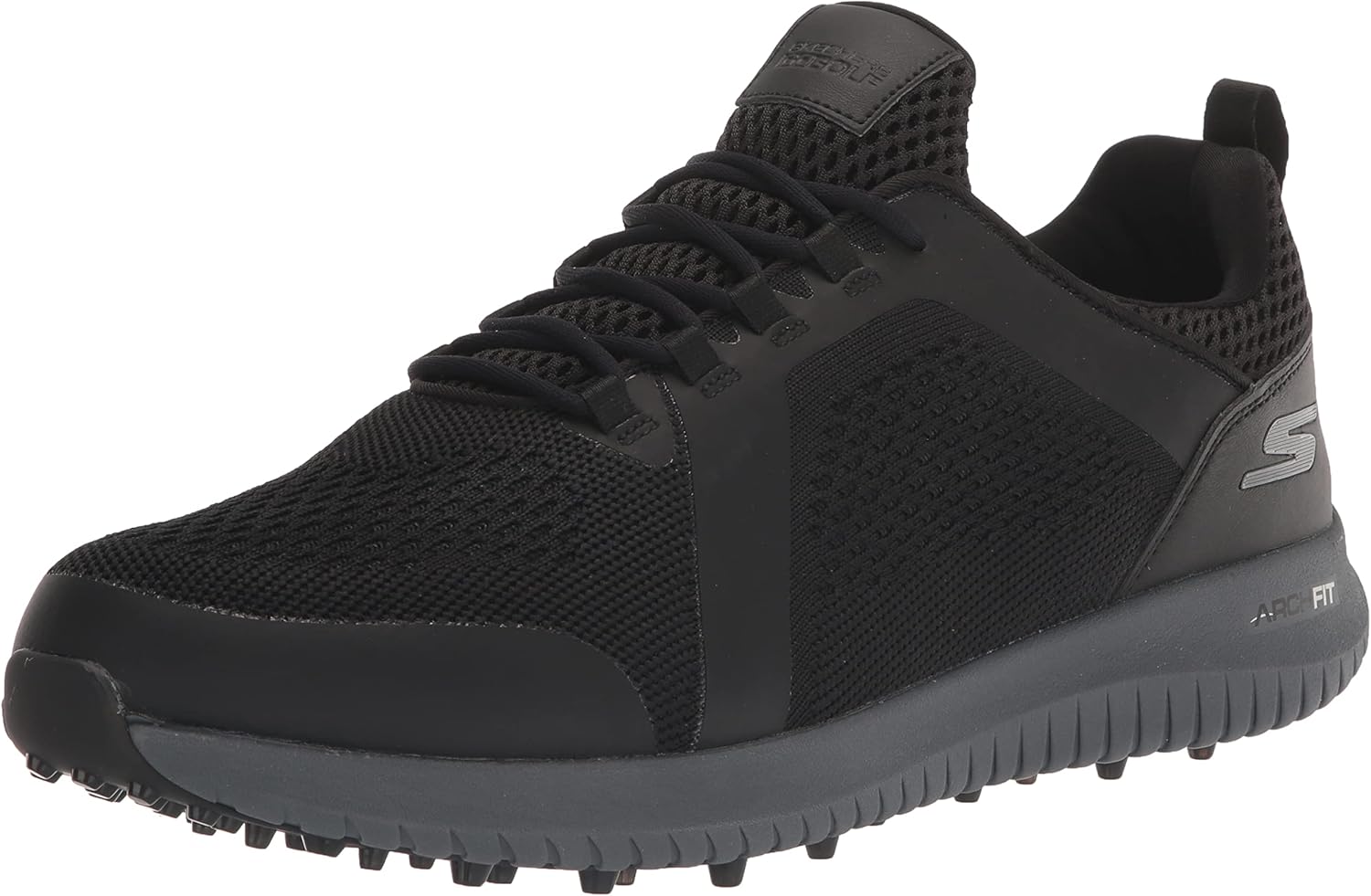 Skechers Men's Max Rover 2 Arch Relaxed Fit Spikeless Golf Shoe Sneaker, Black/Gray, 8.5