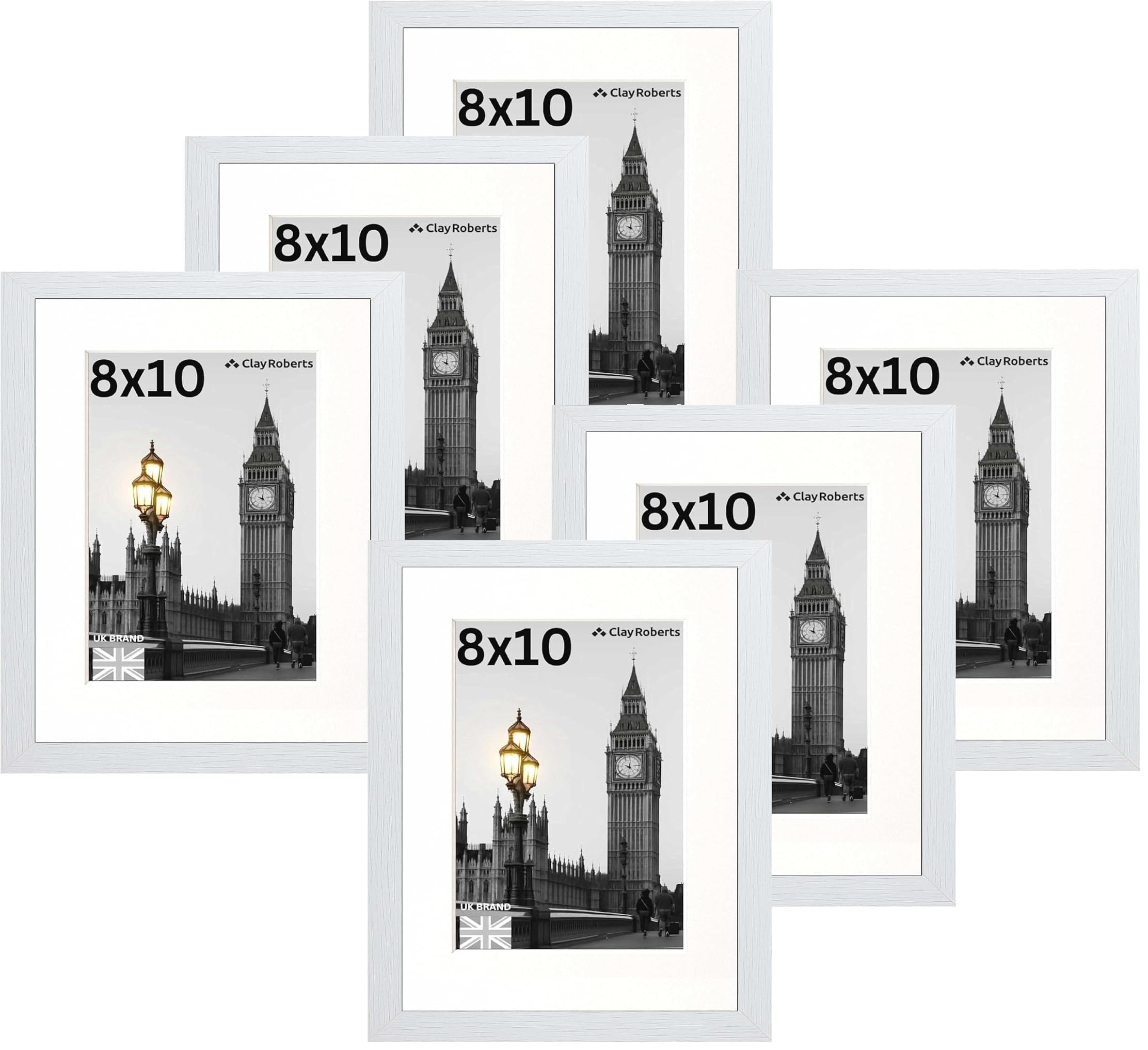 8x10 White Photo Frame, Picture Frames with 7x5 Mount, Mat, Wood Design Finish, Wall Collage Display or Tabletop & Wall Mount, Prints Photos & Pictures, Home or Gift with Slim Profile — image 1