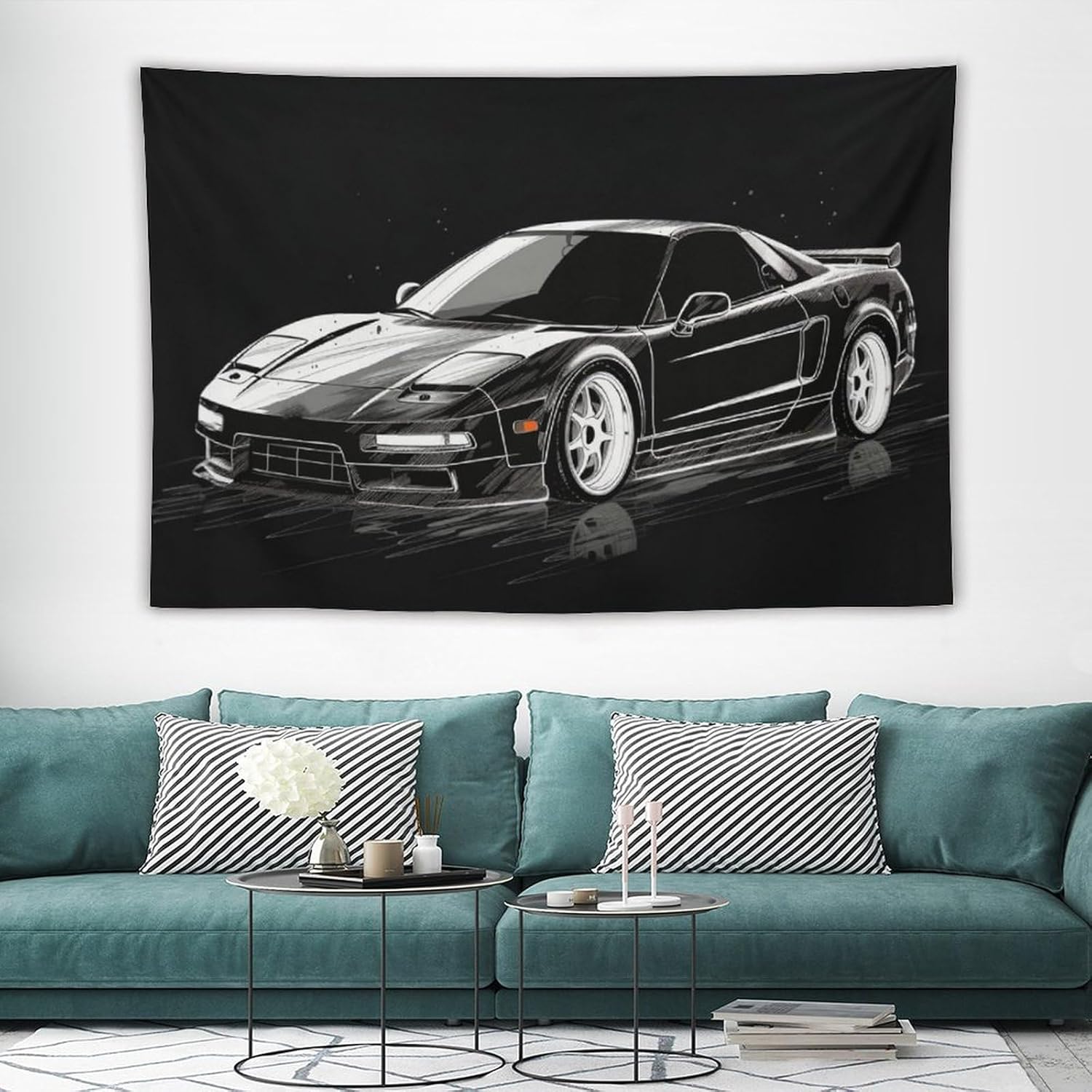 FeoYoed Tapestry Wall Hanging Aesthetic Decoration For Bedroom Living Room Wall Art Tapestries Japanese Jdm Car Nsx Black Cool Handsome. 60"x90"