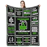 DOINBEE Programmer Blanket, Computer Science Coding Gifts for Men Women, Funny Gifts for Programmer, Nerds, Software Engineer, Green Black Programming Throw Blankets 60