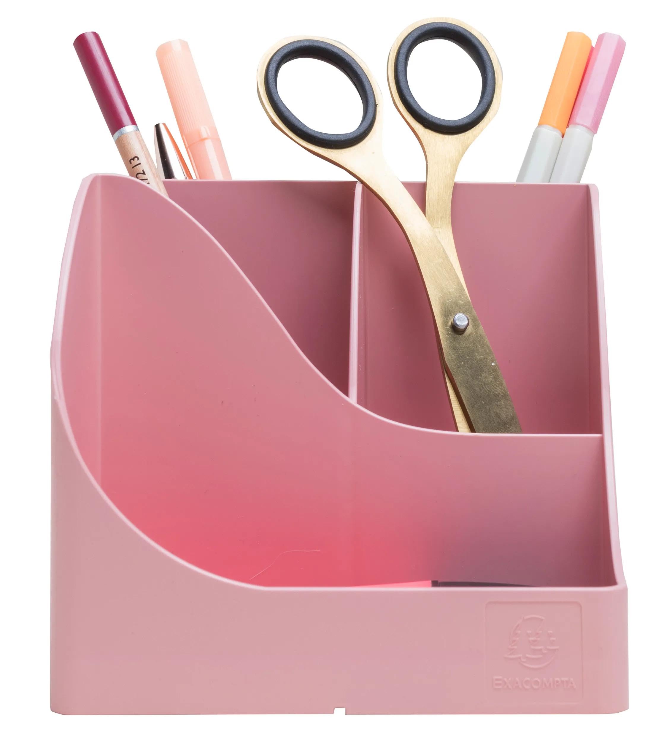 Exacompta Autentik Pen Holder 5 Compartments Plastic Pink