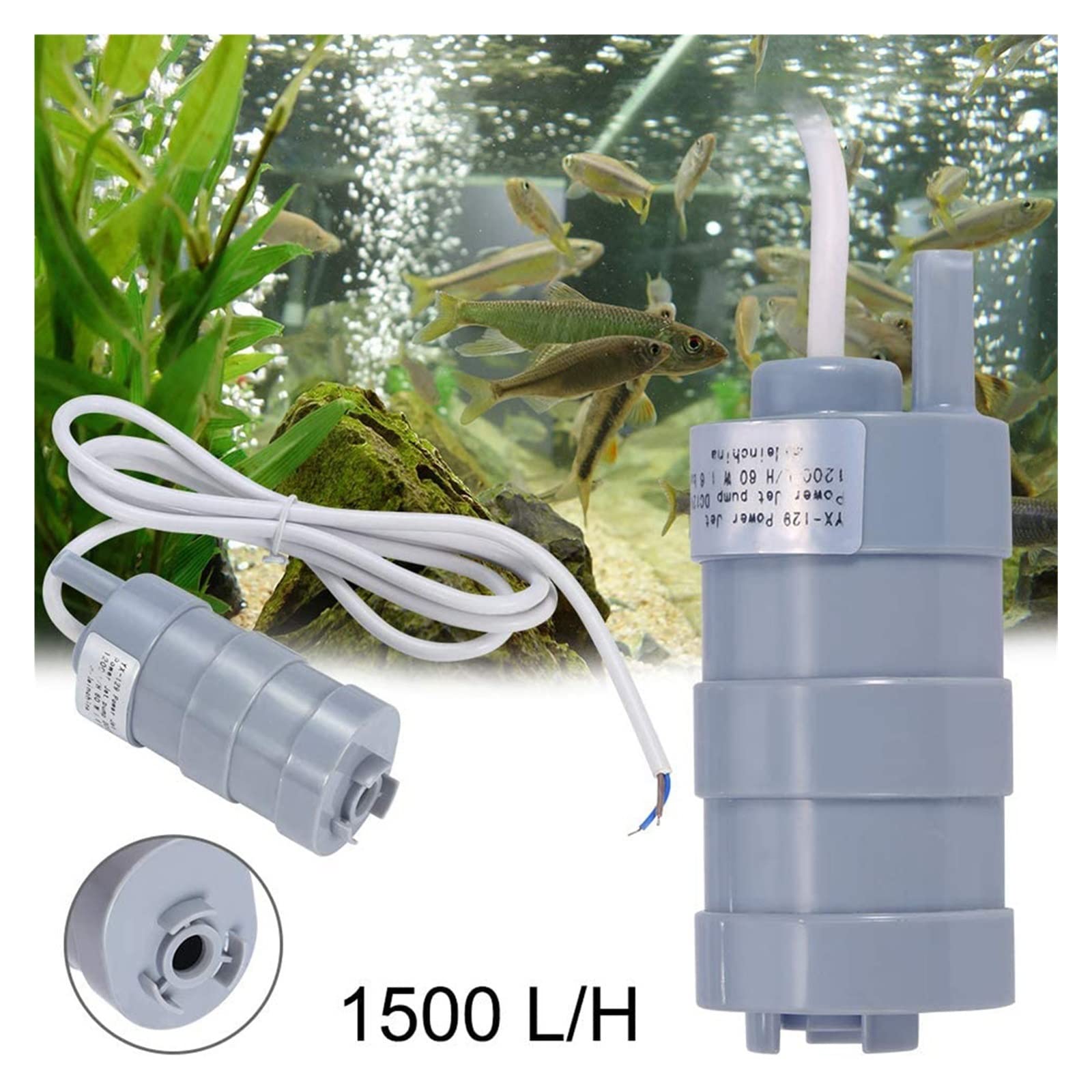 Mini Pompa Piccola di Alimentazione di Alta qualit Pompa ad Acqua sommergibile DC 12V Pompa for Balene ad Alto Flusso 1500L/H 5M Pompa for Acquario da Giardino