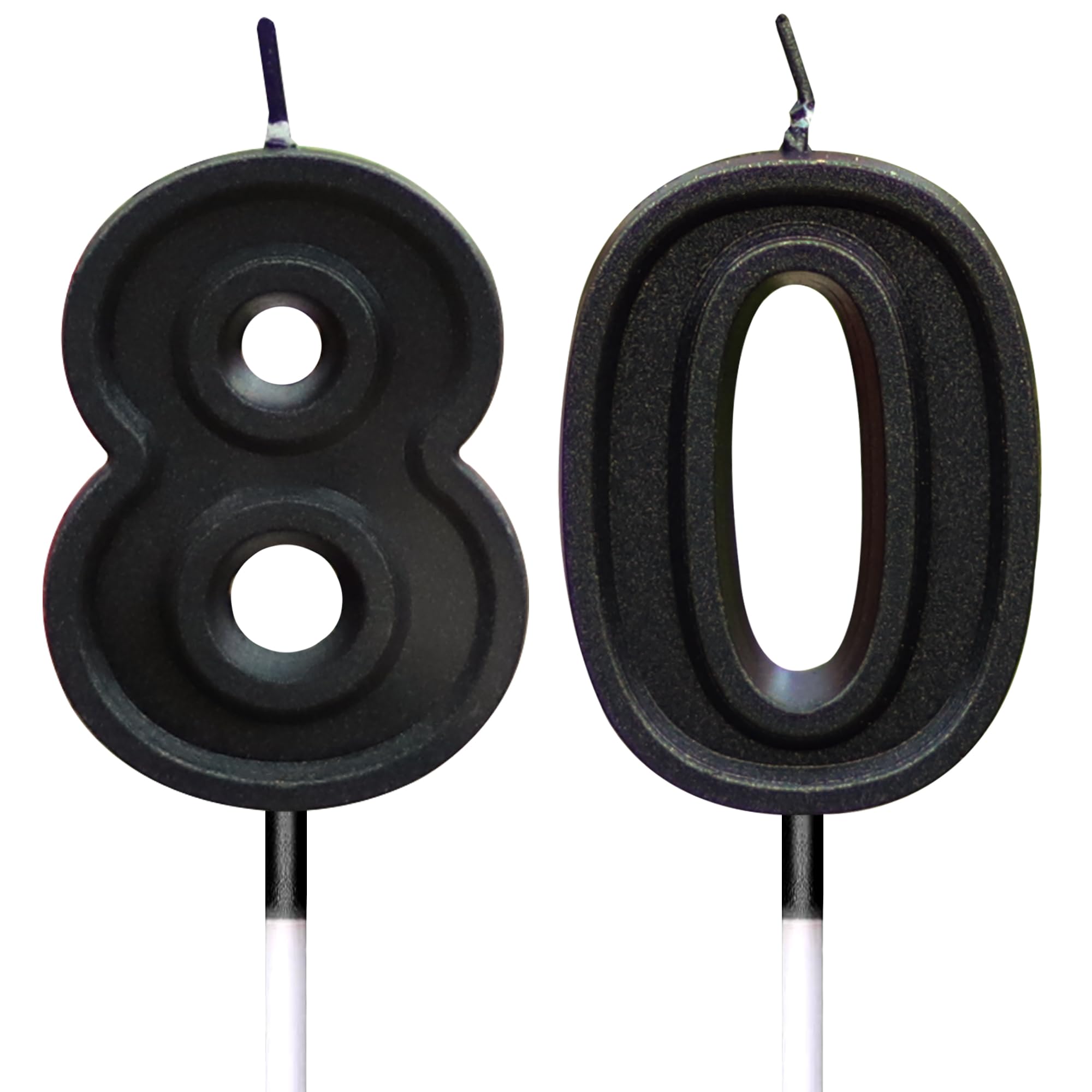 Toyventures Black Number Birthday Candle 3D Designed Cake Topper Decorations For Happy Birthday Candles Wedding Anniversary (Number 80)