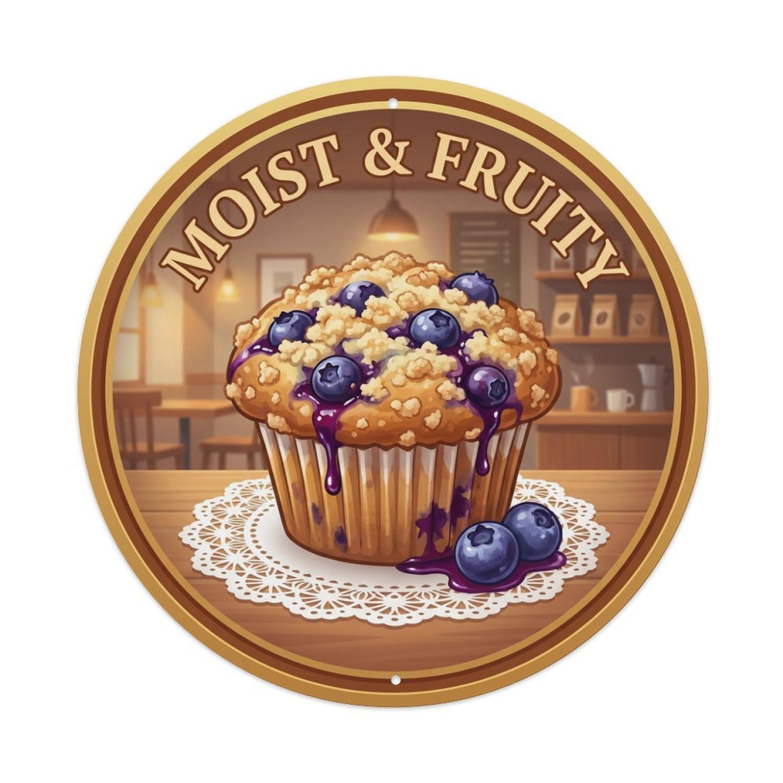 Metal Tin Sign Muffin Blueberry Gourmet Food