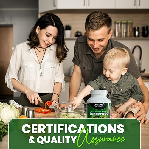 Miniatura 4 de Greens+ Superfood Organic Super Greens Cápsulas vegetales con clorela orgánica, espirulina, alfalfa y pasto de trigo, suplemento mezclado de