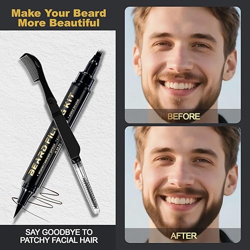 3PC Beard Pen Filler Kit - Waterproof & Natural Look(Brown)