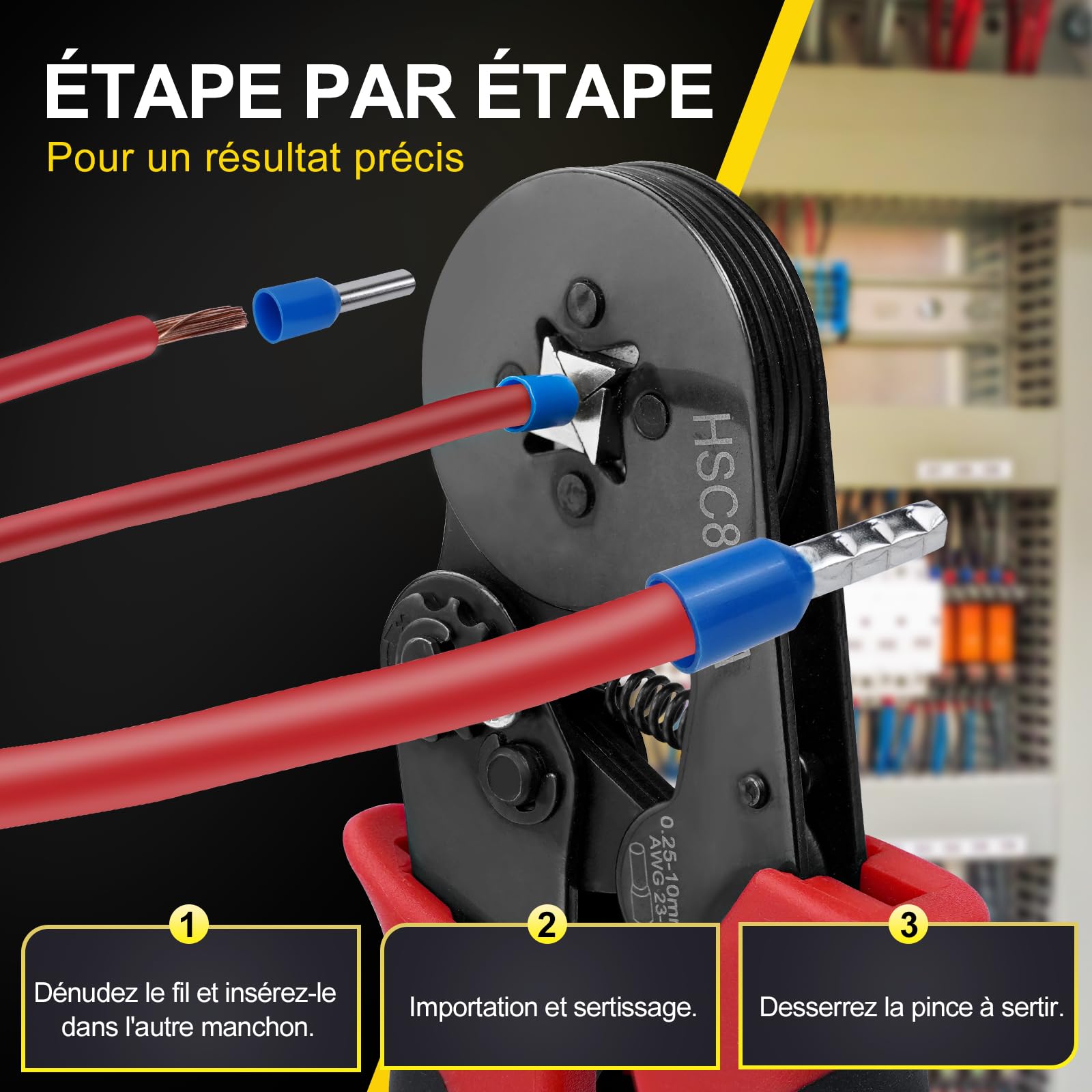 Image secondaire de Pince à Sertir Automatique 3 en 1 avec 1200 Cosses Électriques
