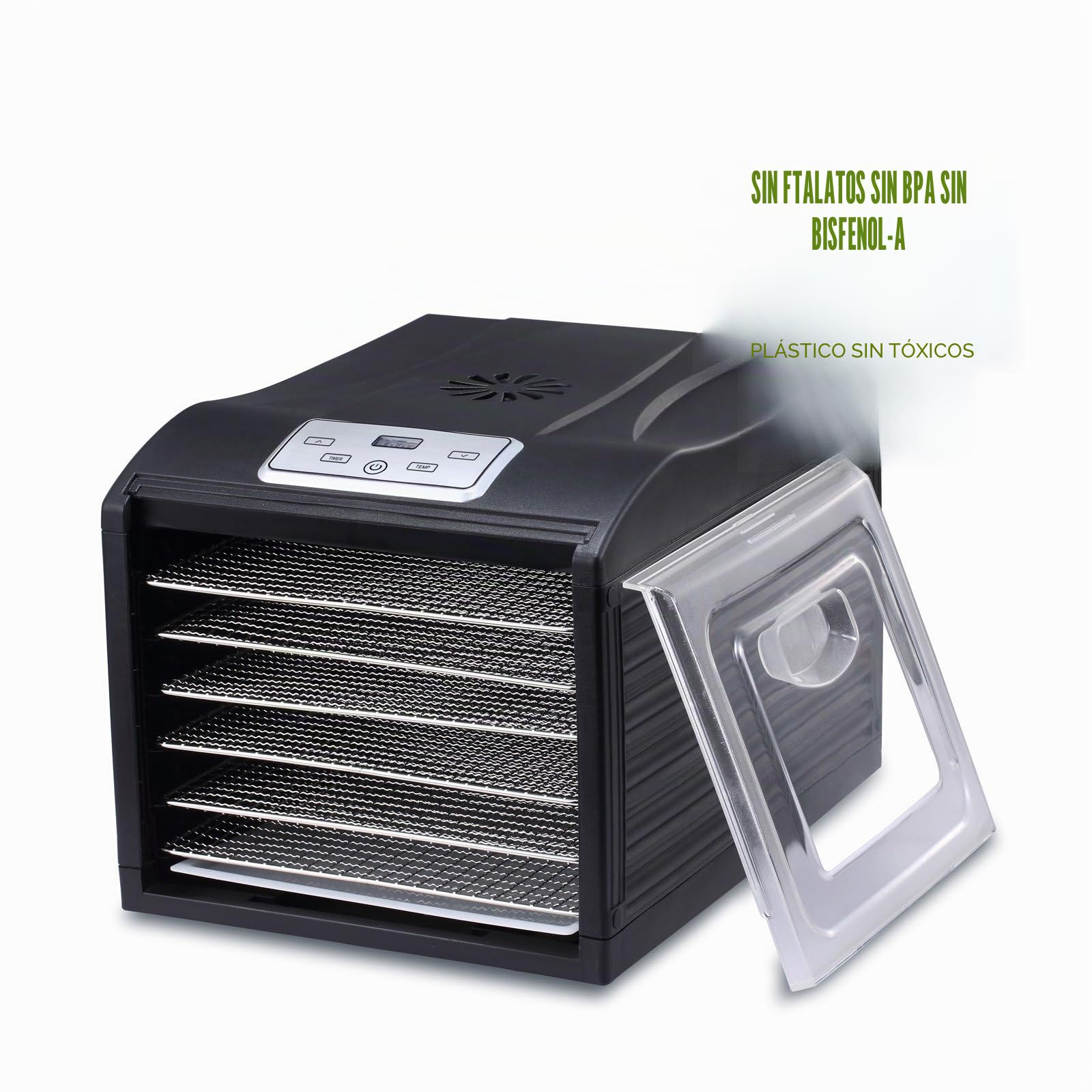 Deshidratador de Alimentos BioChef Arizona Sol - 6 Bandejas Acero Inoxidable | 500W | Temporizador | Temperatura 35-70º | Deshidratadora | Yogurtera | Sin BPA