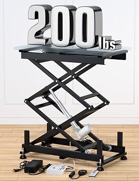 DIHOOL Electric Scissor Lift Table, 200Lbs, 10.43"-50.39" Height Adjustable Lifting Platform, Super Quiet with Remote & WiFi Control, Obstruction Detection, AC/DC Power for Home/Industrial Use