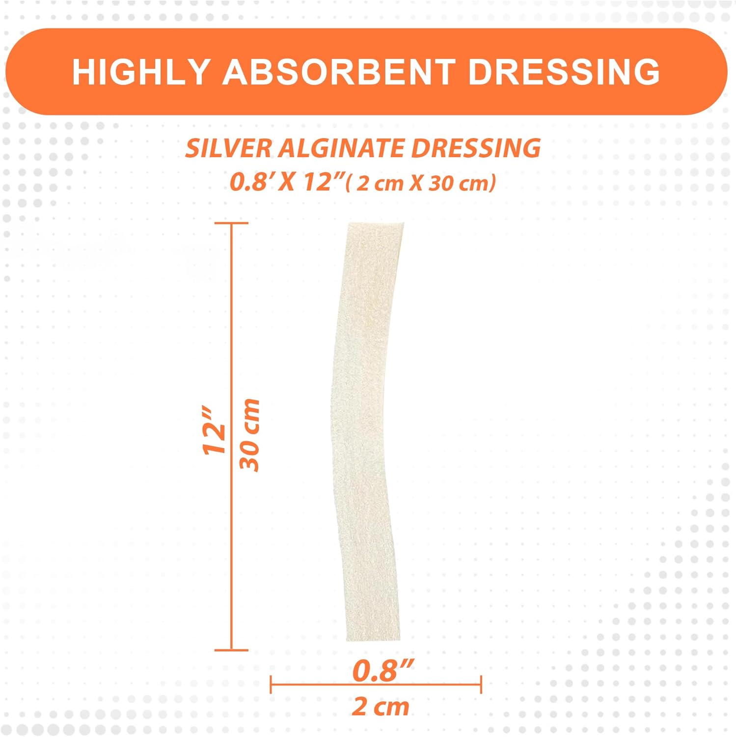 MedVance Silver Calcium Alginate Ag Sterile Highly Absorbent Dressing, (0.8" x 12") Pack of 10