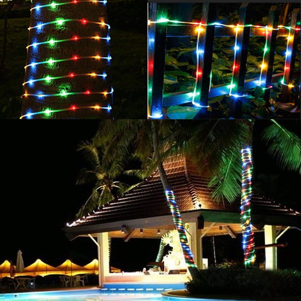 Durchmesser 3mm Lichtschlauch Außen, 50M 500 LEDs Schlauch lichterkette IP67 Wasserdicht, Strombetrieben Lichtschlauch mit Fernbedienung für Innen/Außen, Hochzeit, Garten Dekolicht - Bunt