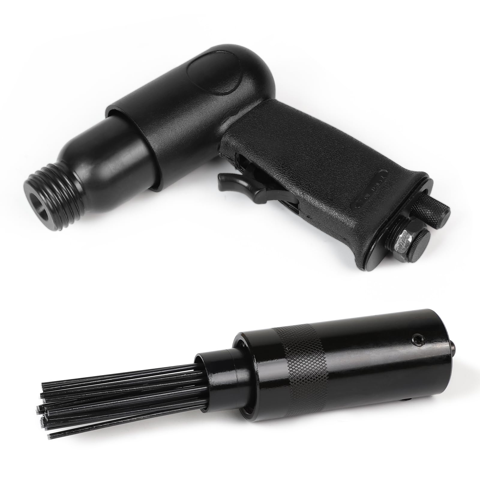 SWAWIS Limpiador de Óxido con Agujas Aire Comprimido 3000 rev/min con 19 Agujas Ø 3mm Herramienta de Desoxidación con Cubierta del Mango Negro