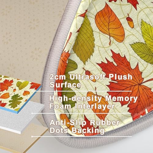 Miniatura 7 de Tavisto Maple Leaf Bathroom Rug Mat Memory Foam Soft Plush Area Rug Non-Slip Absorbent Oval Rug for Bedroom Bathroom Bathtub Shower (Oval, 40×60cm)