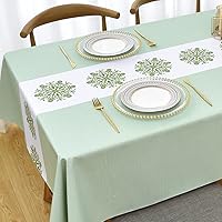 Vista 1 de Zobesta Mantel de vinilo para mesas rectangulares, mantel de plástico de PVC, impermeable, manteles de vinilo verde para mesas rectangulares