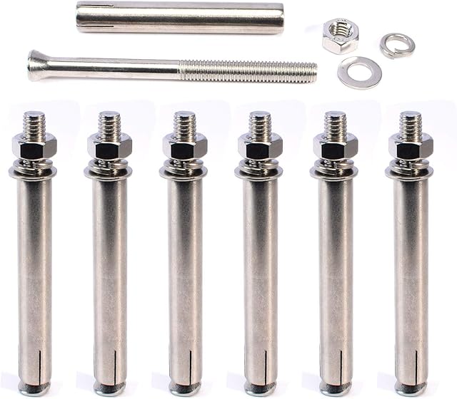 6pcs 304 Stainless Steel Expansion Screw Bolts M8x100mm Heavy Duty Fixing Anchors Expansion Sleeve Anchor