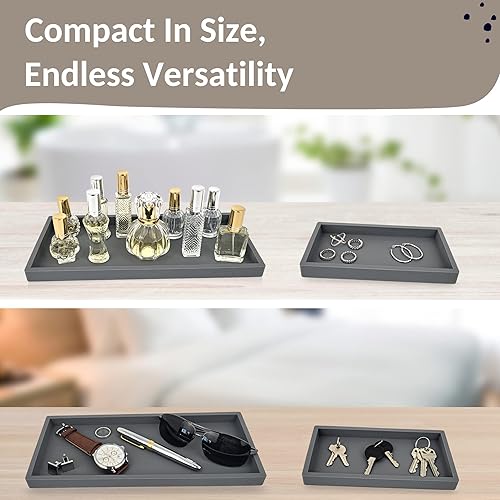 Miniatura 126 de Bandeja de encimera y tocador, 2 bandejas pequeñas de silicona de 7.7 pulgadas, bandeja de jabón de cocina, soporte para jabón de cocina, Gris
