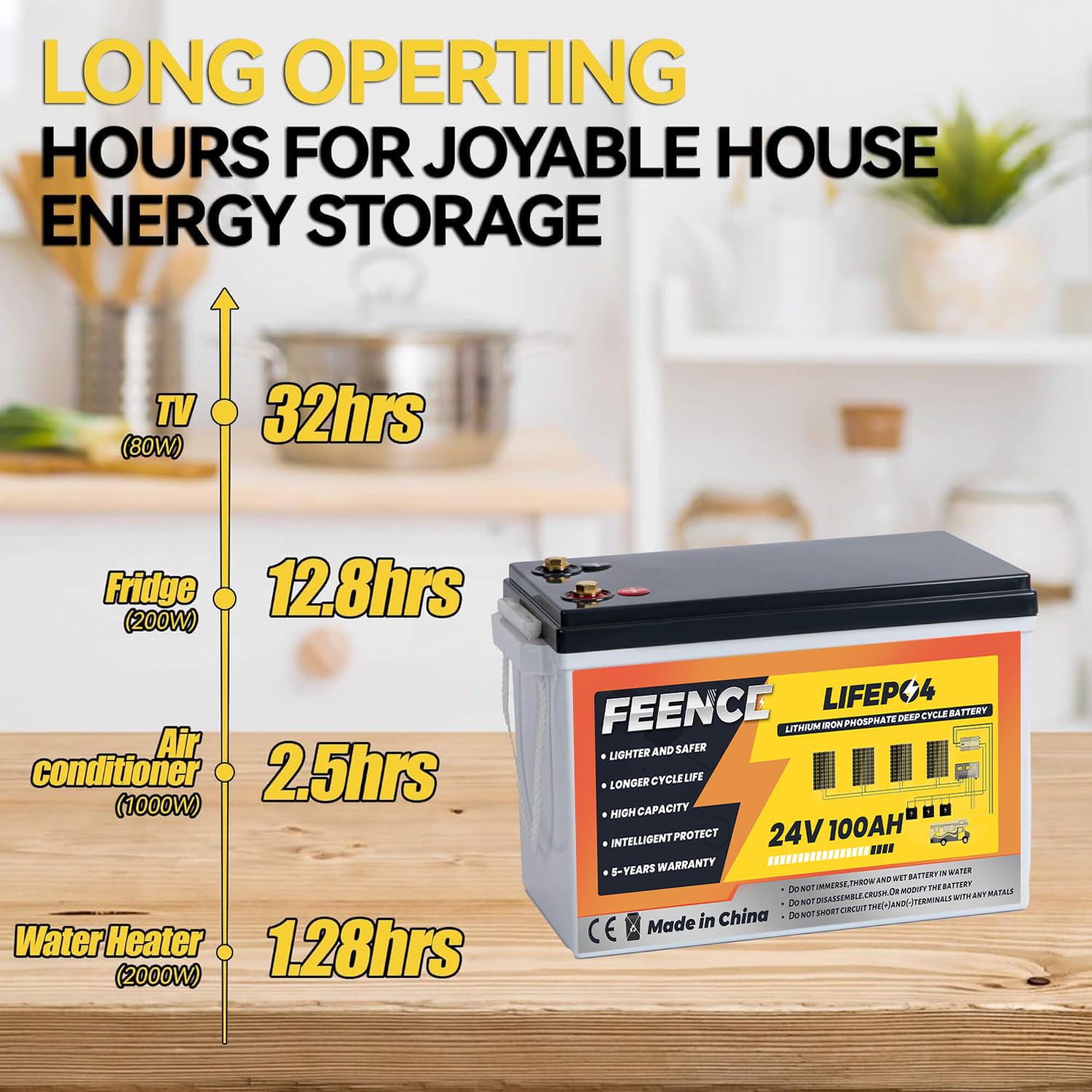 Batteria al litio LiFePO4 da 5120 kWh Mini 24 V 100 Ah con BMS da 200 A integrata e protezione dalle basse temperature, ideale per motori da traina da 24 V (barche), camper e applicazioni indipendenti