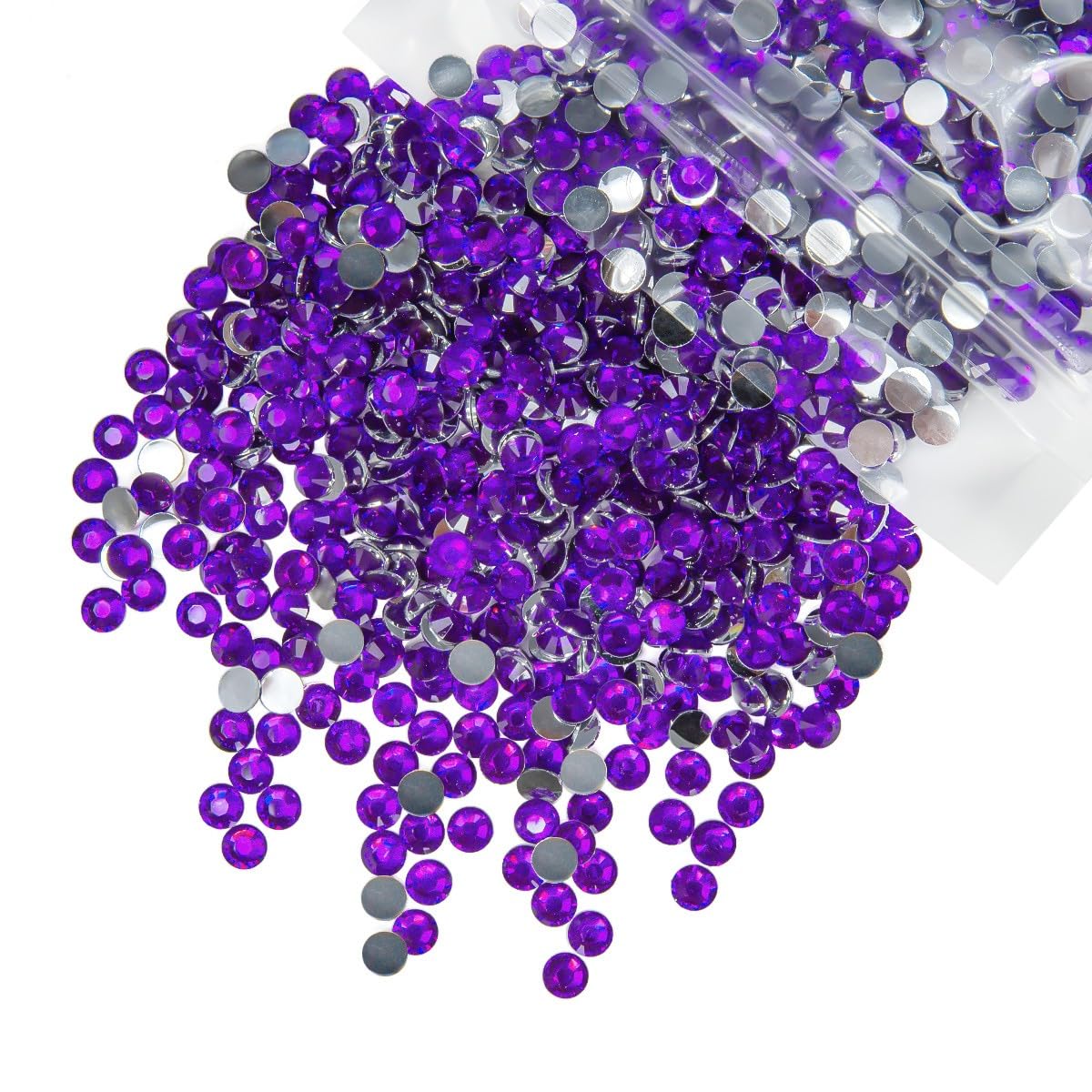 qiipii 1550PCS 5mm Mystique Purple Crystal Resin Rhinestones for Crafting Dark Purple Flatback Stones Bulk SS20 Non-Hotfix Diamonds Crystals Gems