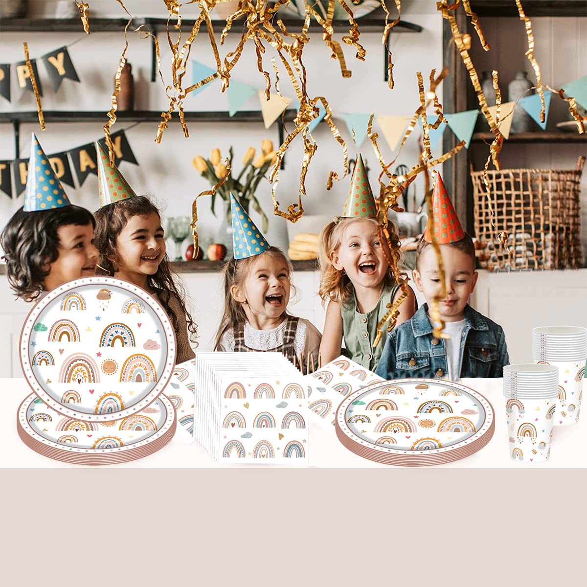 ZOOMPIL Bohème Set De Vaisselle Jetable Assiettes, Arc En