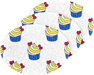 susiyo Cupcakes on A White Background Scrub Sponges Multi-Use Scrubbing Sponge for Cleaning Kitchen Washing Dishes & Bathroom (Set of 3)