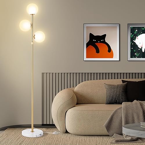 vallerico 3-Globe Mid Century Modern Floor Lamps for Living Room,
