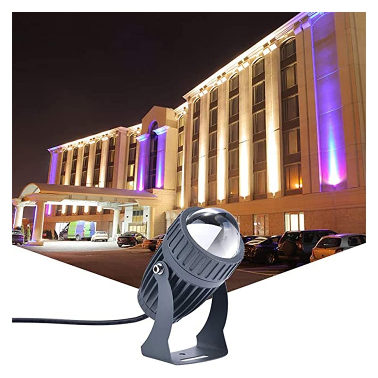 Projecteur LED bleu 12V IP68 étanche 10W à faisceau étroit pour spot mural extérieur