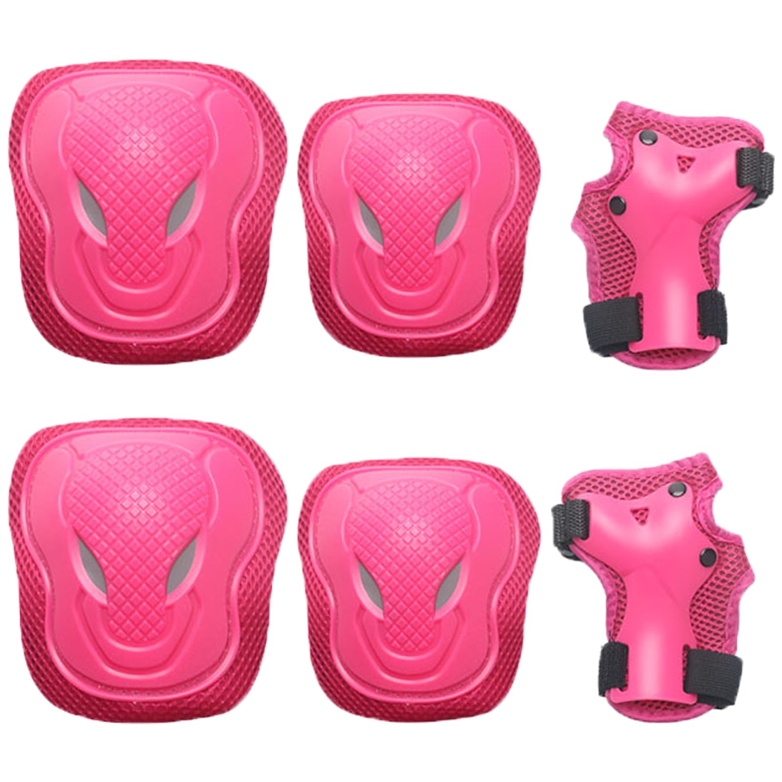 Adjustable Sports Protective Gear Set - 6 PCS Breathable Knee Elbow Guards with Mesh Storage Bag for Skate, Skating, Biking & Outdoor Sports (Pink)