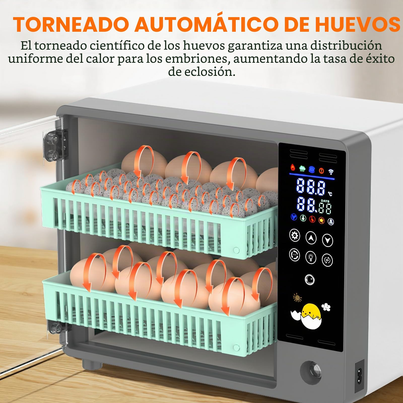 Incubadora Huevos Gallina, Incubadora 24 Huevos Automática con Doble Alimentación 12V/220V, Volteo Automático, Humidificación Ultrasónica, Pantalla LED y Mirahuevos, para Gallina, Pato y Codorniz