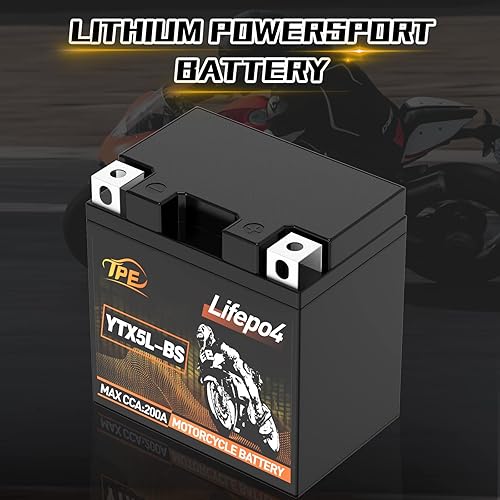 Miniatura 3 de Batería de litio para motocicleta de 12 voltios, batería de arranque de motor LiFePO4, batería 3AH 250CCA con BMS 4000+Ciclos de vida YTX5L-BS