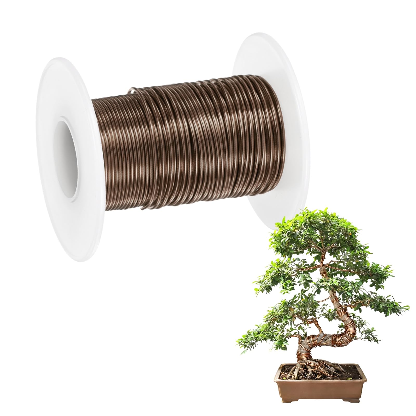M METERXITY 1-Pack Bonsai Training Wire 1mm x 49ft/15m, Brown