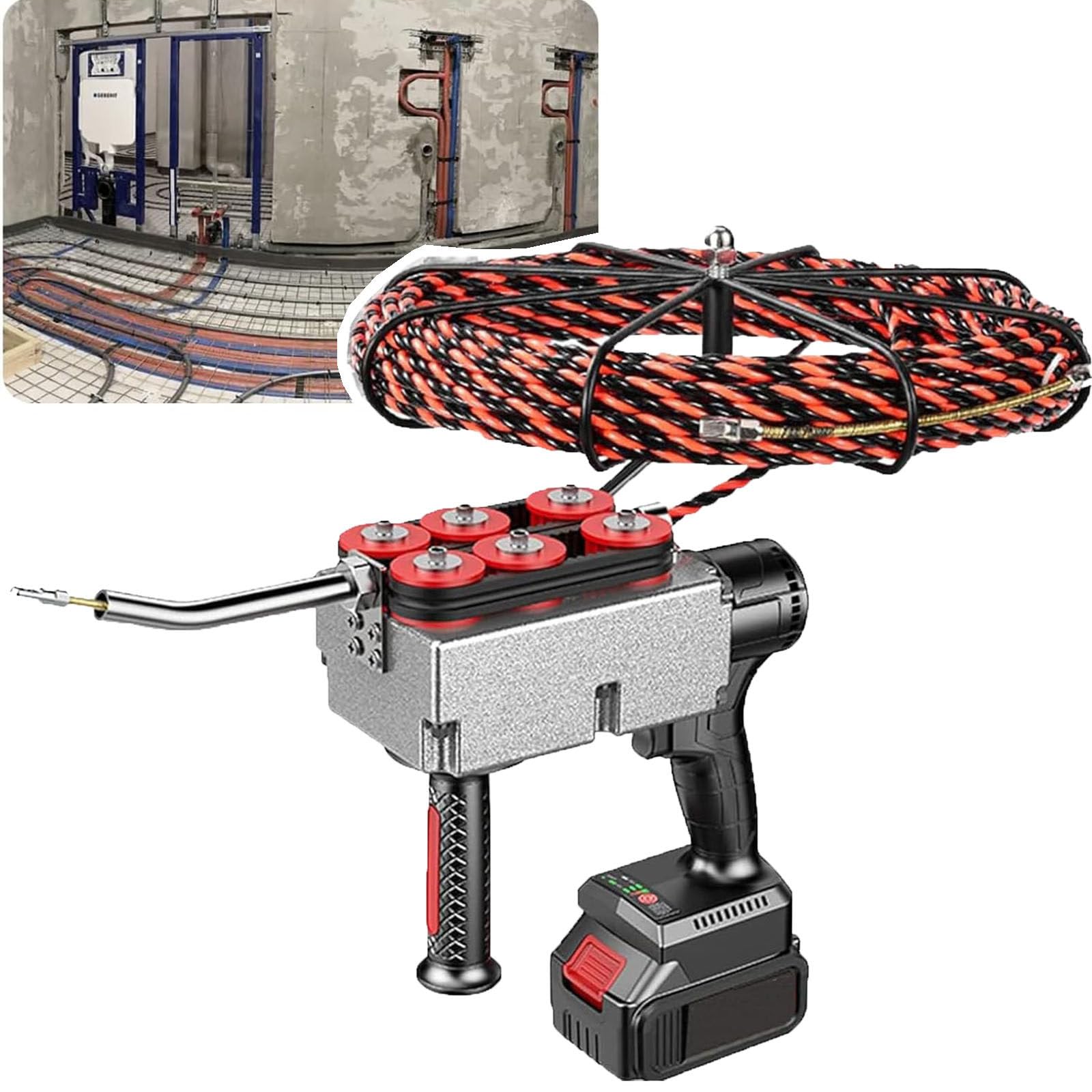 XNZJHPP Cordless Electric Wire Puller for Wall Wiring, 30M Length & 40M/Min Speed, Ideals for Hydropower and Communication Cable Installation (1battery)
