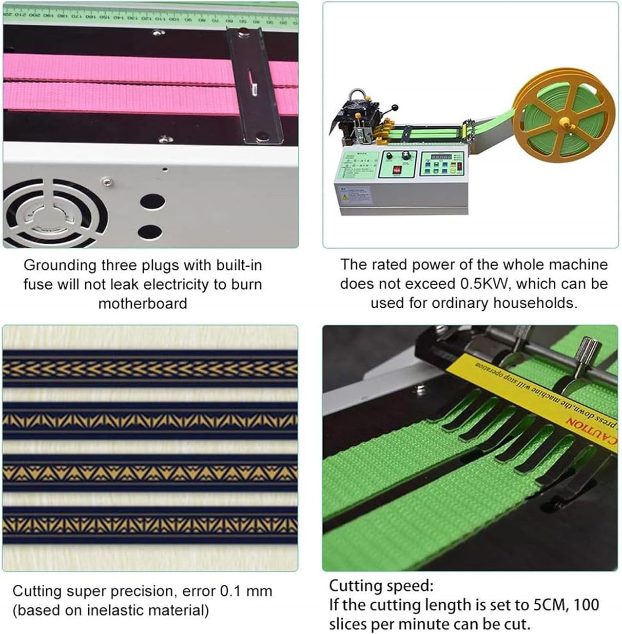 Weaving Belt Cutting Machine 95Mm - 440W Automatic Hot and Cold Tape Cutter for Precise Webbing Cutting - Industrial Grade MachineryhkMBJ17484