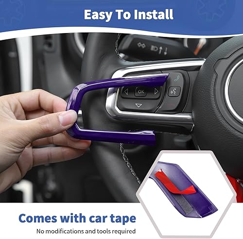 Miniatura 5 de RT-TCZ Para Wrangler JL - Panel de calcomanías para volante de Jeep Wrangler JL JLU Gladiator JT 2018-2024, accesorios interiores morados, 3 unidades