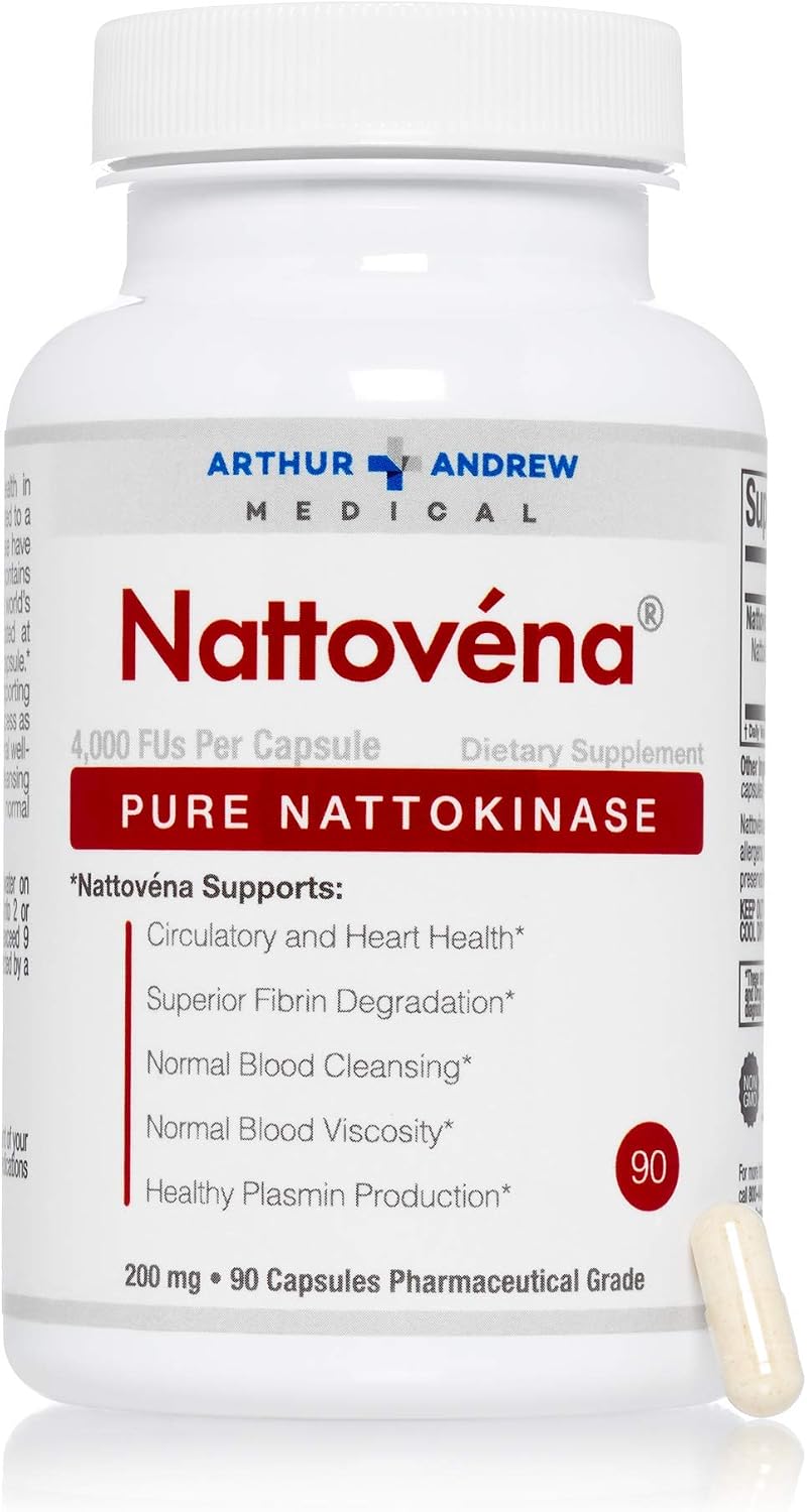 Arthur Andrew Medical - Nattovena, Pure Nattokinase, Circulatory and Heart Health, Vegan, Non-GMO, 90 Capsules