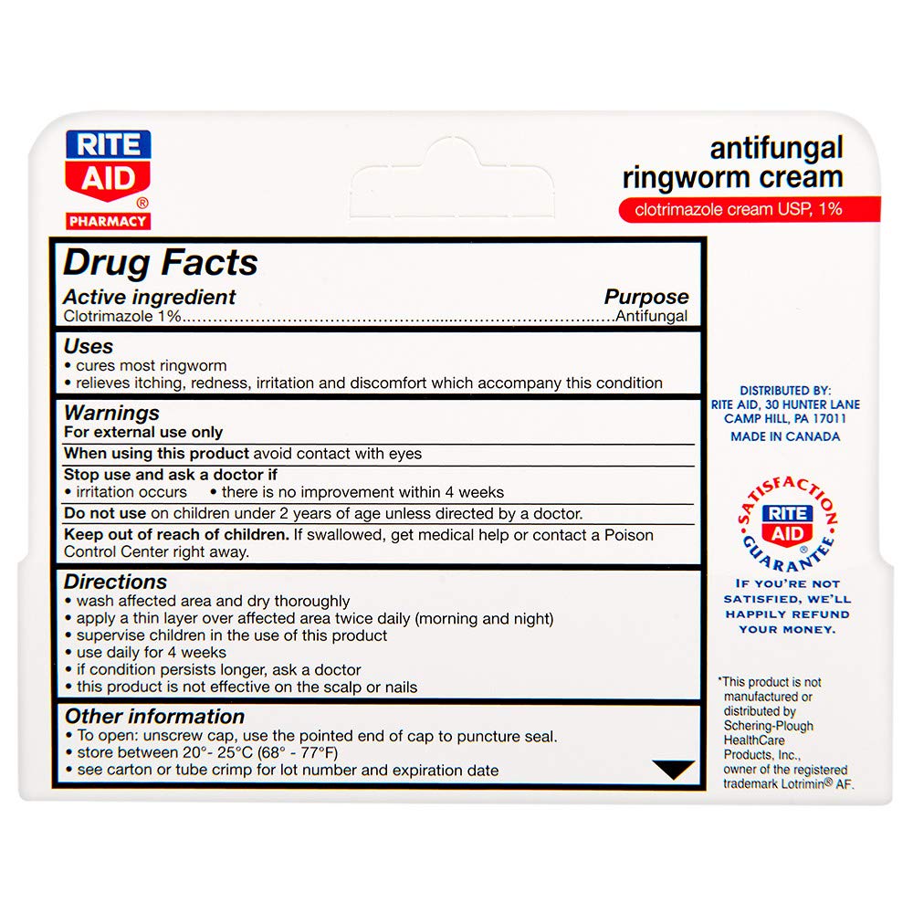 Rite Aid Antifungal Ringworm Clotrimazole Cream, 0.5 oz (15 g