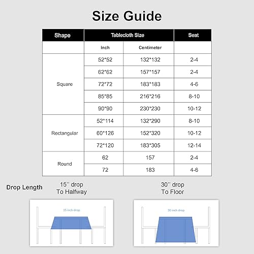Miniatura 7 de Weavric Mantel redondo, 72 pulgadas, lavable, reutilizable, sin arrugas, mantel de lino blanco para mesa circular, ideal para cocina, hotel,