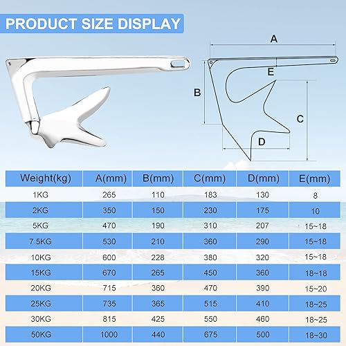 Miniatura 3 de ISURE MARINE Grado marino resistente del ancla del barco de la fuerza de la garra del estilo de Bruce del acero inoxidable 316 pulido