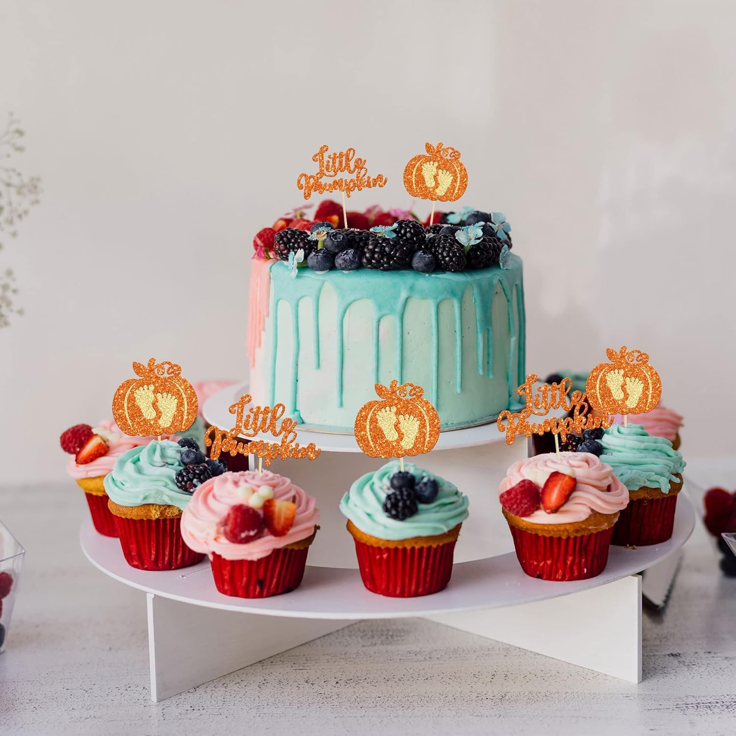 Confetti! 24-Pack Glitter Pumpkin Cupcake Toppers - Little Pumpkin Picks for Baby Showers, Kids' Birthdays, and Fall Harvest Parties - Perfect Autumn party supply Decorations 3